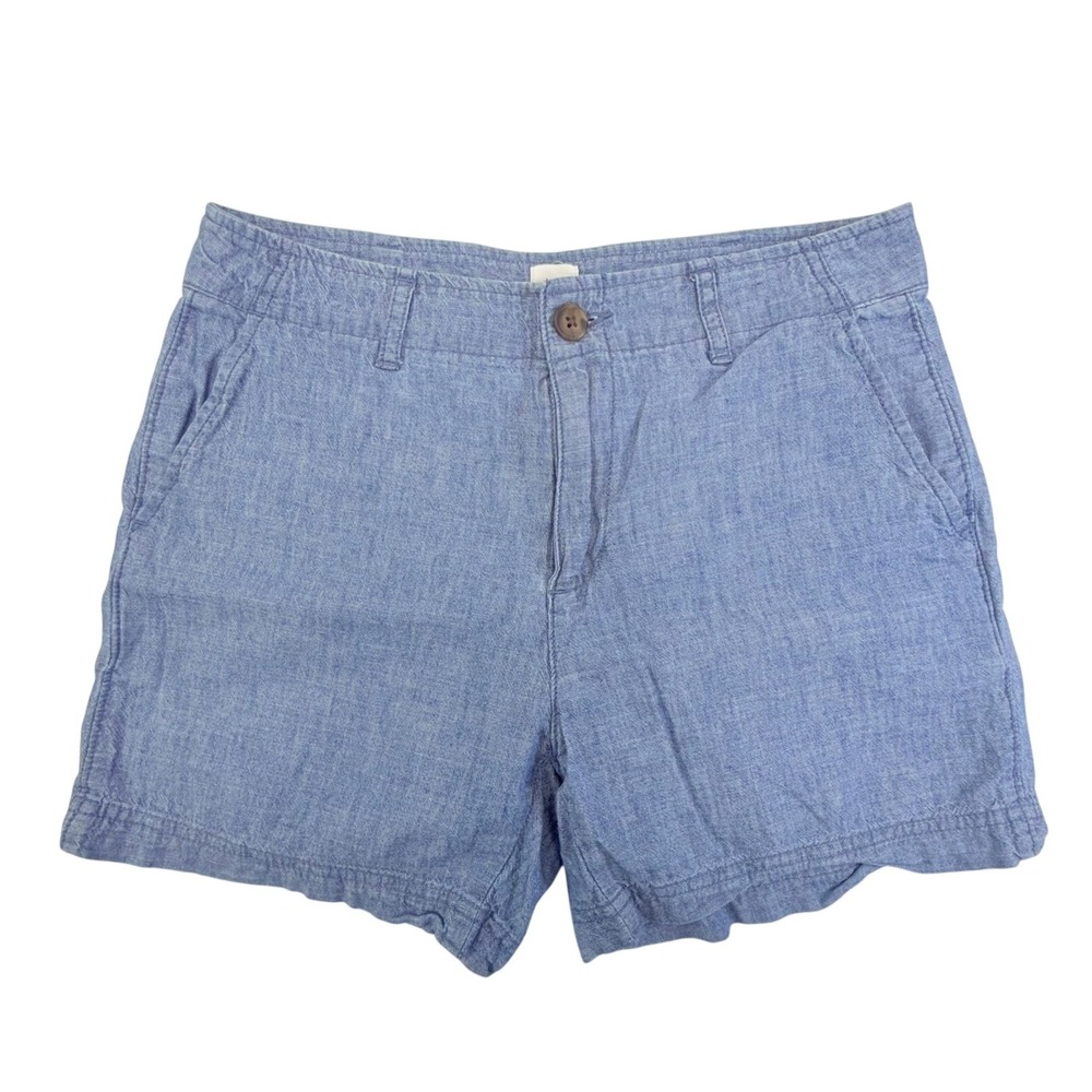 Gap Shorts Womens 0 Blue 5 Inch Inseam Linen Blend Chambray Casual Summer